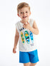 LC Waikiki Crew Neck Printed Baby Boy Undershirt and Shorts 2-Piece Set